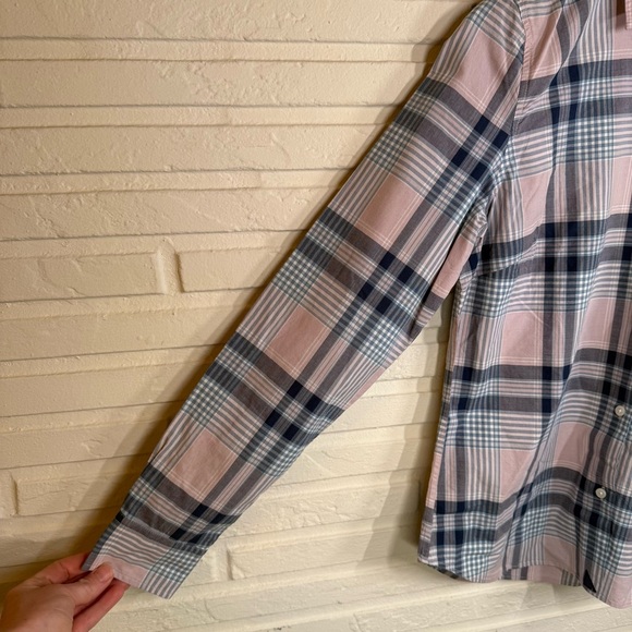 Untuckit Blue and Pink Plaid Cotton Long Sleeve Button Down Top, Women’s Size 2 - Picture 3 of 7